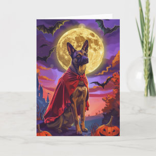Carte Halloween Belge Malinois Chien Citrouilles Épouvan