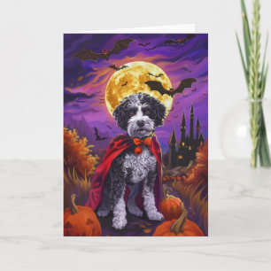 Carte Halloween Bernedoodle Chien Citrouilles Épouvantab