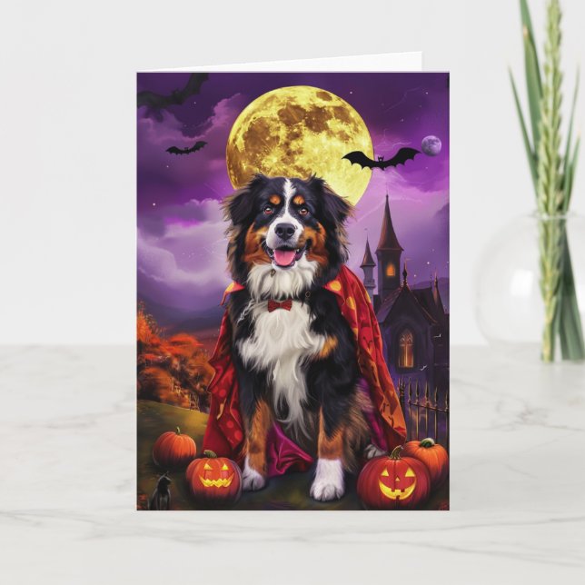 Carte Halloween Bernese Mountain Dog Citrouille peur (Devant)