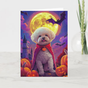 Carte Halloween Bichon Frise Chien Citrouille peur