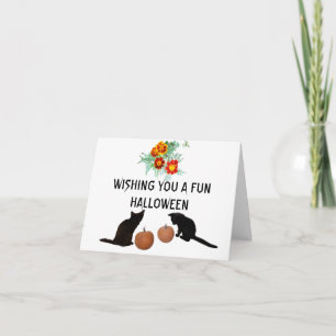 Carte Halloween Black Kittens Orange Citrouilles Marigol