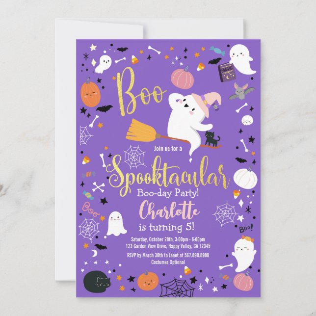 Carte Halloween Boo Little Ghost Girl Anniversaire (Devant)