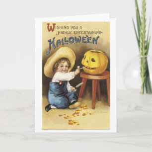 Carte Halloween, Boy makes Jack-o'