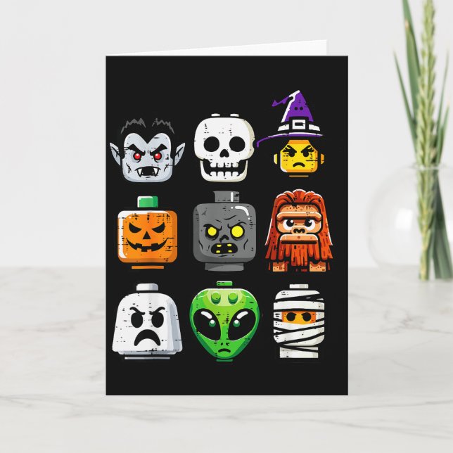 Carte Halloween Brick Pumpkin Ghost Heads Costume Boys K (Devant)