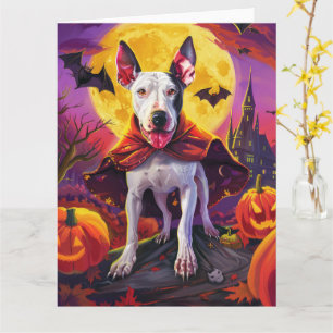 Carte Halloween Bull Terrier Vampire Citrouilles effroi