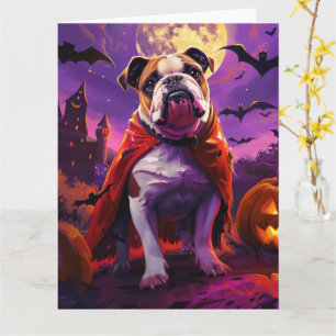Carte Halloween Bulldog Vampire Citrouilles effroi
