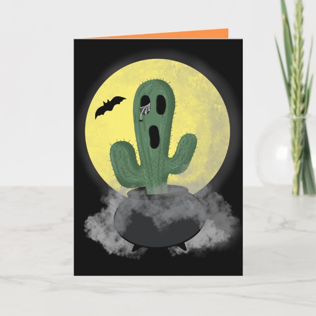 Carte Halloween Cactus personnalisable (Devant)