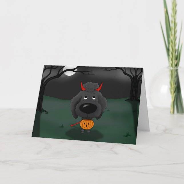 Carte Halloween caniche (Devant)