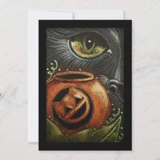 Carte Halloween Chat Noir avec Citrouille