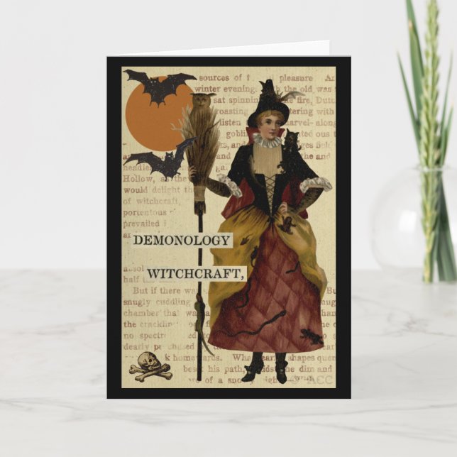 Carte Halloween Chauve-souris Lune Chouette Crâne (Devant)