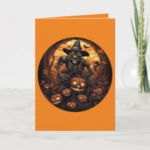 Carte Halloween Citrouille éffrayant squelette Jack-O-la