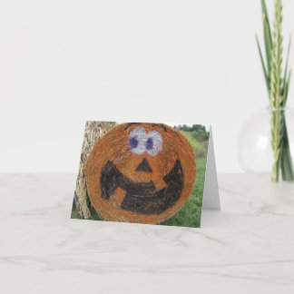 Carte Halloween Citrouille Hay Barrel