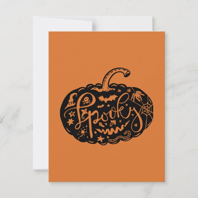Carte Halloween Citrouille Orange Noir (Devant)