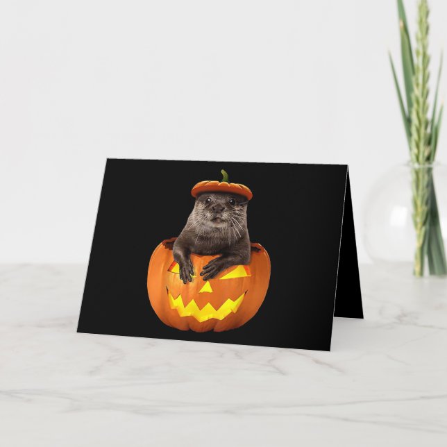 Carte Halloween citrouille Otter| Loter (Devant)