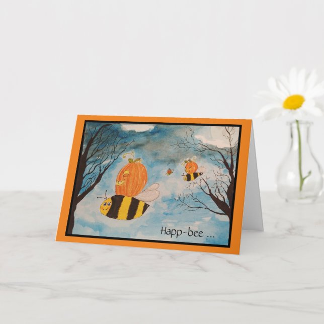 Carte Halloween Citrouilles Jack O Lantern orange  (Petite plante)