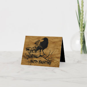 Carte Halloween corbeau noir