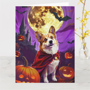 Carte Halloween Corgi Vampire Citrouilles effroi