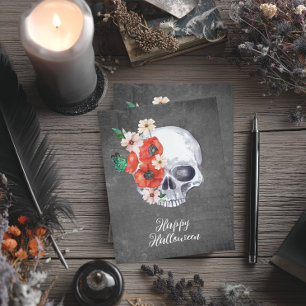 Carte Halloween crâne floral
