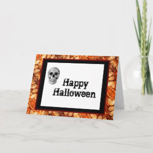 Carte Halloween - Crâne / Guillemets Citrouilles
