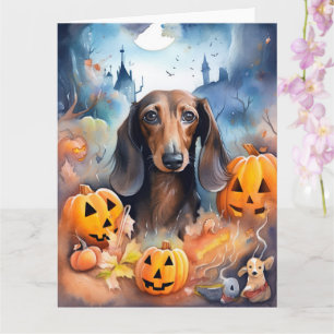 Carte Halloween Dachshund Avec La Peur Citrouille