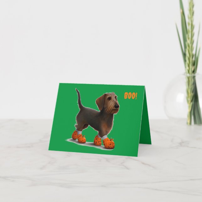 Carte Halloween Dachshund Wirehair (Devant)