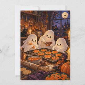 Carte Halloween de boulangers fantômes amicaux