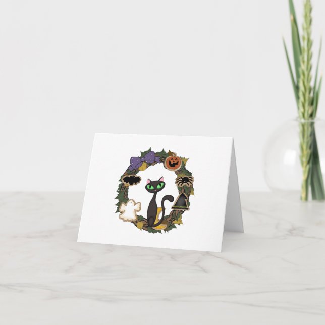 Carte Halloween de chat noir (Devant)