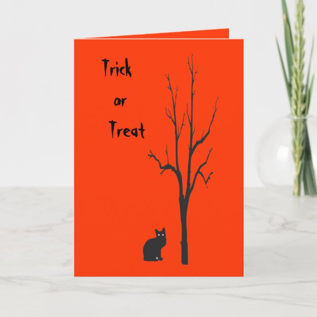 Carte Halloween de chat noir (Devant)