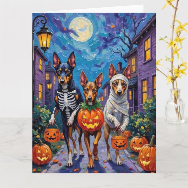 Carte Halloween de Kelpie australienne (Fleur jaune)