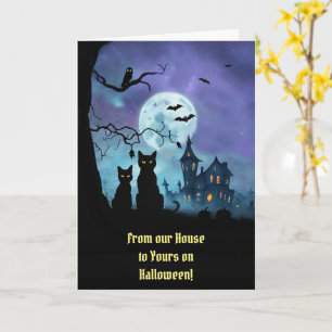 Carte Halloween de notre maison à vos chats mignons