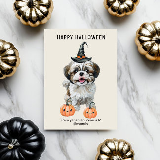 Carte Halloween de Shih Tzu mignonne | Joyeux Hall