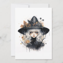 Carte Halloween de sorcière gothique