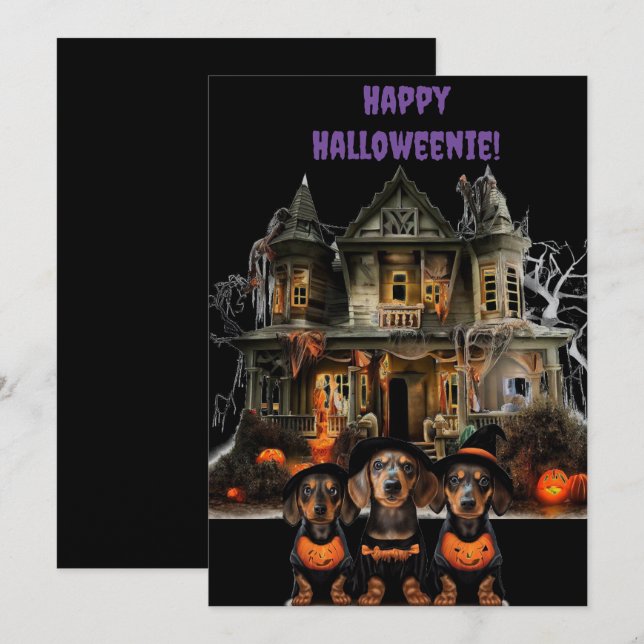 Carte Halloween de teckel (Devant / Derrière)