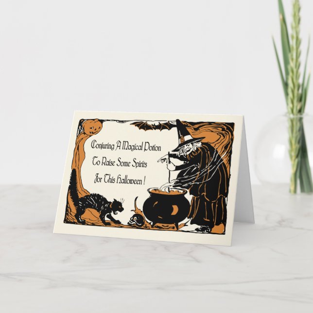 Carte Halloween design antique (Devant)