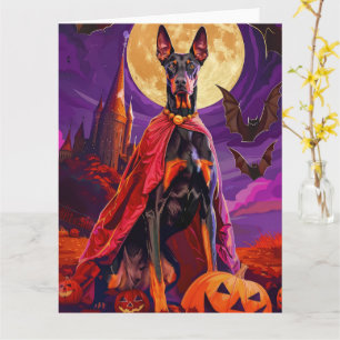 Carte Halloween Doberman Vampire Citrouilles effroi