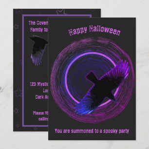Carte Halloween du Corbeau noir et pourpre