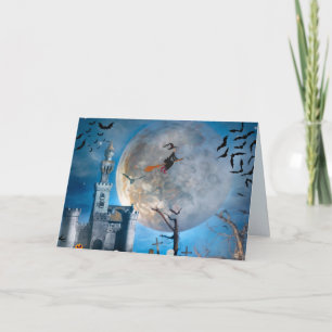 Carte Halloween effrayant au vieux château hanté