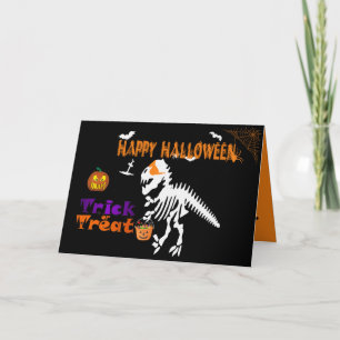 Carte Halloween éffrayant Saurus T-Rex heureux 