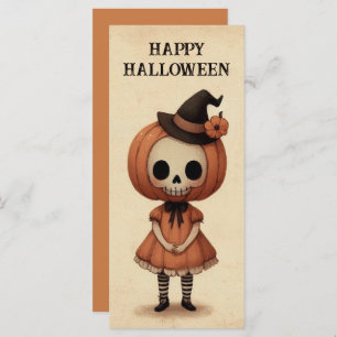 Carte Halloween éffrayante fille de crâne Trick ou de tr
