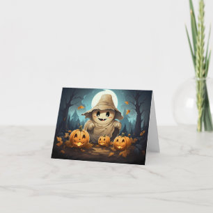 Carte Halloween fantôme et Citrouille