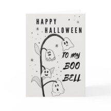 Carte Halloween | Fantôme | Fleurs | Boo Bells