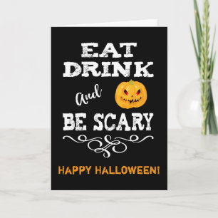 Carte Halloween fête manger Boire et être effrayant visa