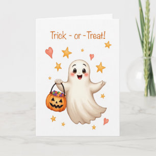 Carte Halloween fille boitiful Trick ou traiter mignonne