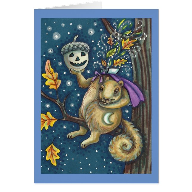 CARTE HALLOWEEN FUNNY, SQUIRREL DE COUCHER (Devant)