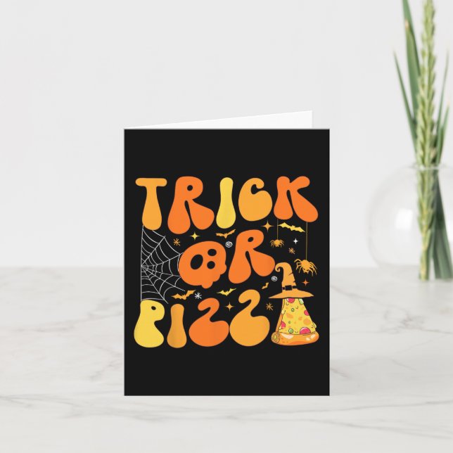 Carte Halloween Funny Trick ou Pizza Scandale Ghost Deco (Devant)