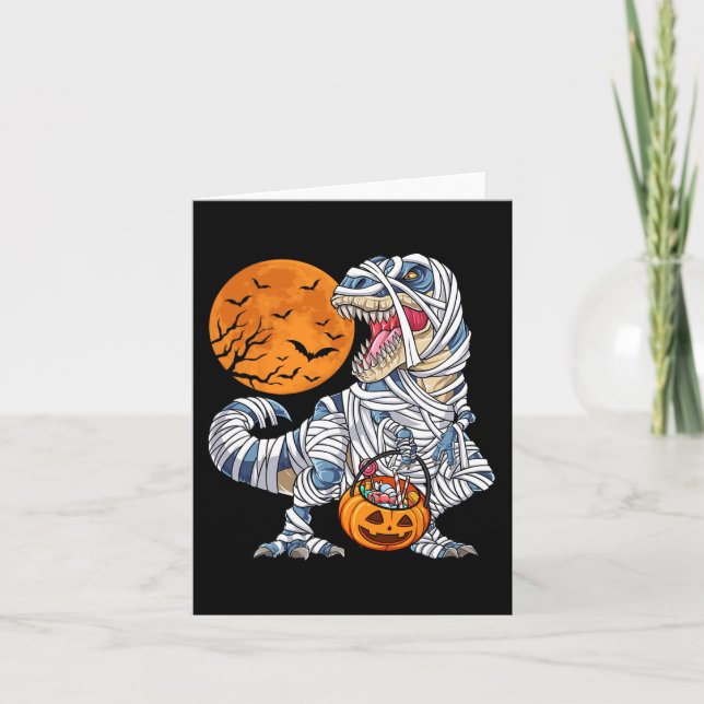 Carte Halloween garçons Dinosaur Trex Mummy Pumpki (Devant)