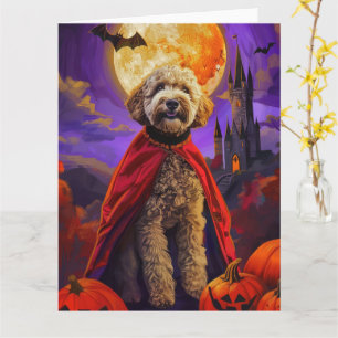 Carte Halloween Goldendoodle Vampire Citrouilles effroi