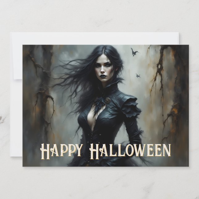 Carte Halloween gothique Nuit de Mystère (Devant)