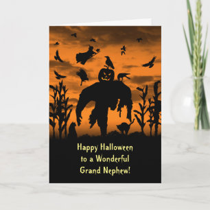 Carte Halloween Grand ou Petit-Neveu Épouvantail Sorcièr