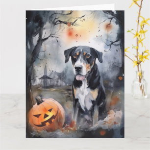 Carte Halloween Greater Swiss avec citrouilles effrayant